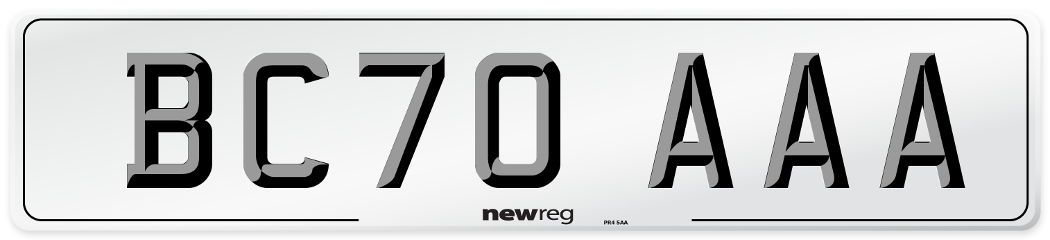 BC70 AAA Number Plate from New Reg